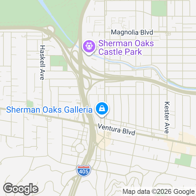 Map of Sherman Oaks near Ventura Boulevard